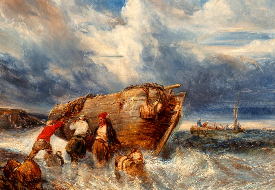 Casting Off in Stormy Seas by Eugène Gabriel Louis Isabey