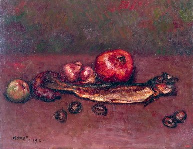 Isidre Nonell - Still Life with Onions and Herring - Google Art Project