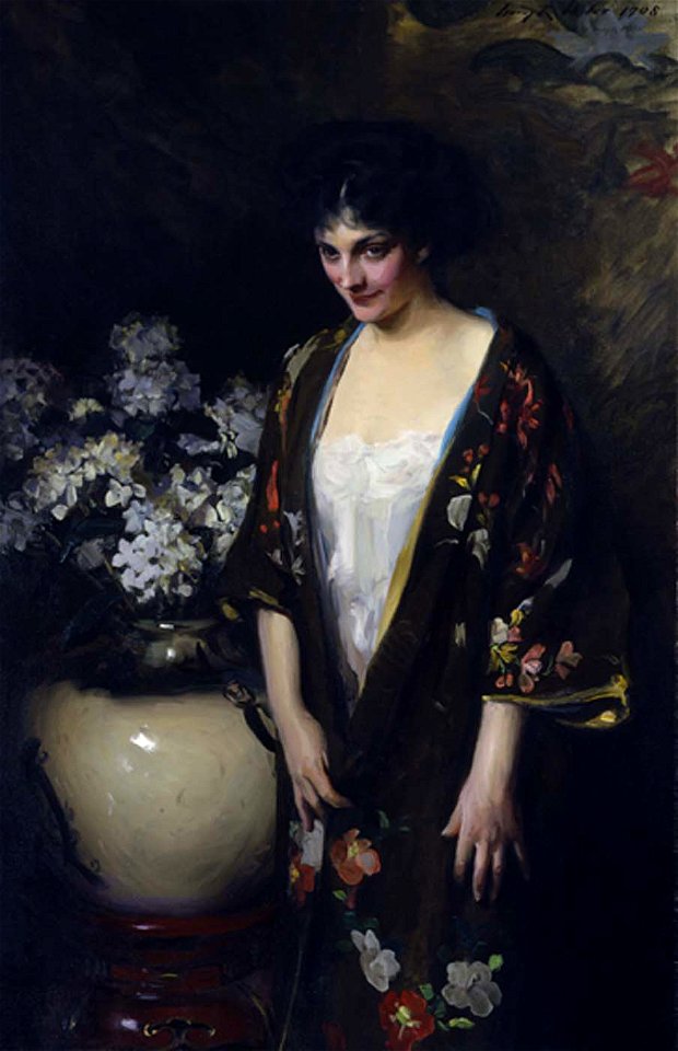 Irving R. Wiles - Brown Kimono (Portrait of Kathryn Beta la Forque) - 1909.7.77 - Smithsonian American Art Museum