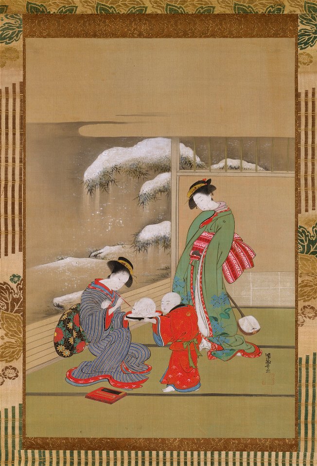 Isoda Koryūsai - Mother Making a Rabbit's Eyes - The Met