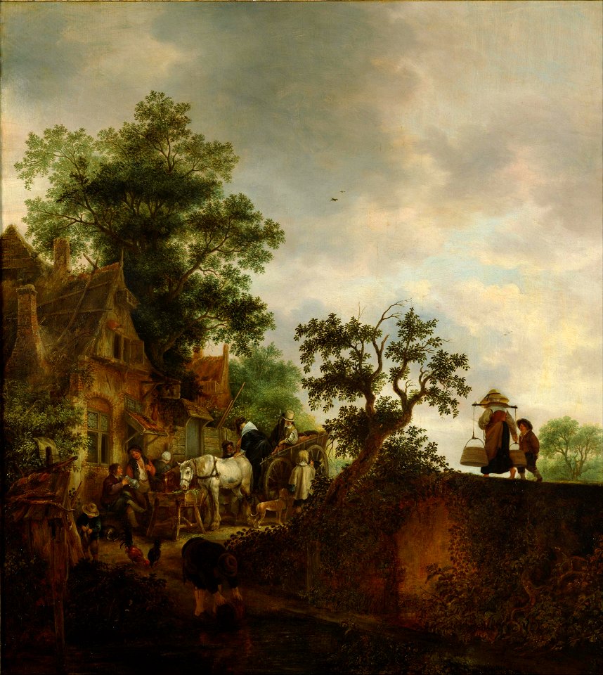 Isaak van Ostade - Travellers Halting at an Inn - Google Art Project