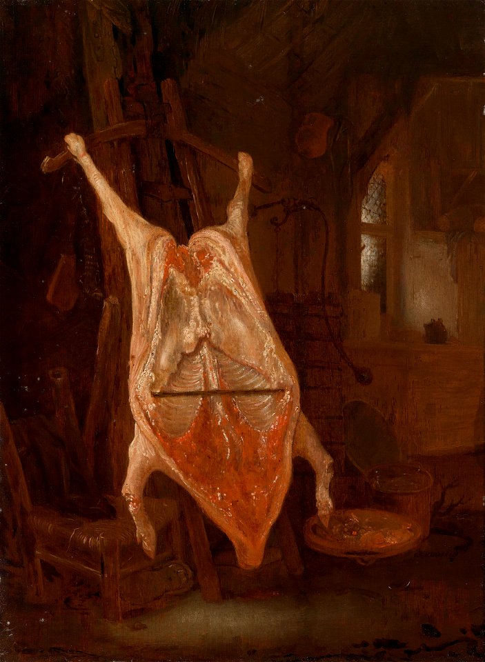 Isaac van Ostade (circle) Das geschlachtete Schwein