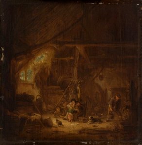 Isaac van Ostade - Peasants in a Barn Cat524. Free illustration for personal and commercial use.