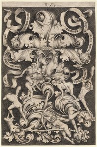Israhel van Meckenem (German, c. 1440-1503) - Upright Ornament with Eight Naked Men - 1954.742 - Cleveland Museum of Art
