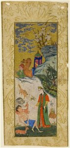 Islamic - Layla Visiting Majnun in the Desert, page from a copy of the Khamsa of Nizami - 1998.216 - Art Institute of Chicago. Free illustration for personal and commercial use.
