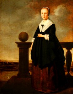 Isaack Luttichuijs (1616-1673) - Portrait of an Unknown Woman Standing on a Balustraded Terrace - 1246483 - National Trust