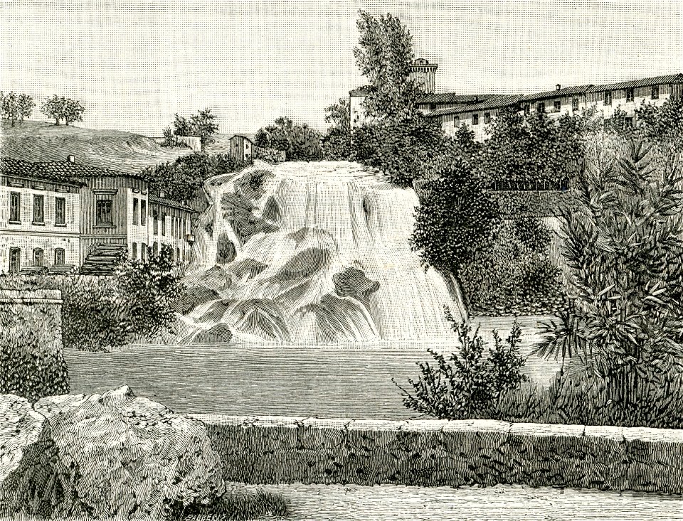 Isola del Liri cascata del Liri (xilografia di Barberis 1898)