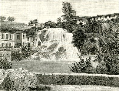 Isola del Liri cascata del Liri (xilografia di Barberis 1898)
