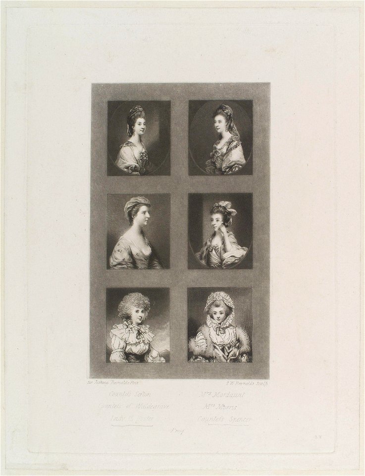 Isabella, Countess of Sefton; Charlotte Mordaunt; Maria, Duchess of Gloucester; Henrietta, Lady Morris; Elizabeth, Duchess of Devonshire; Lavinia, Countess Spencer by Sir Joshua Reynolds