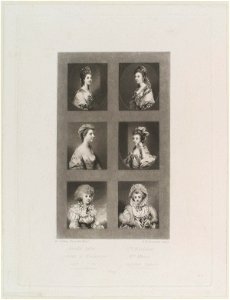 Isabella, Countess of Sefton; Charlotte Mordaunt; Maria, Duchess of Gloucester; Henrietta, Lady Morris; Elizabeth, Duchess of Devonshire; Lavinia, Countess Spencer by Sir Joshua Reynolds. Free illustration for personal and commercial use.