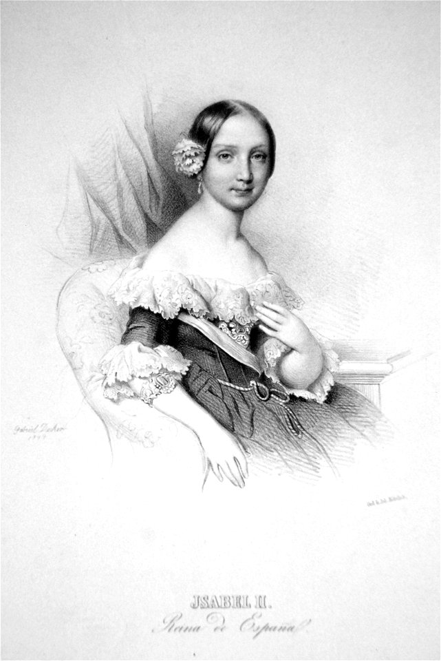 Isabella II. von Spanien Litho