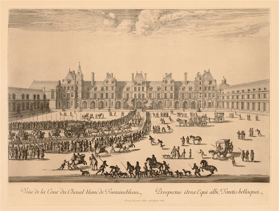 Israël Silvestre (French, 1621-1691) - Vue de la Cour du Cheval-Blanc de Fontainebleau - 1950.182 - Cleveland Museum of Art