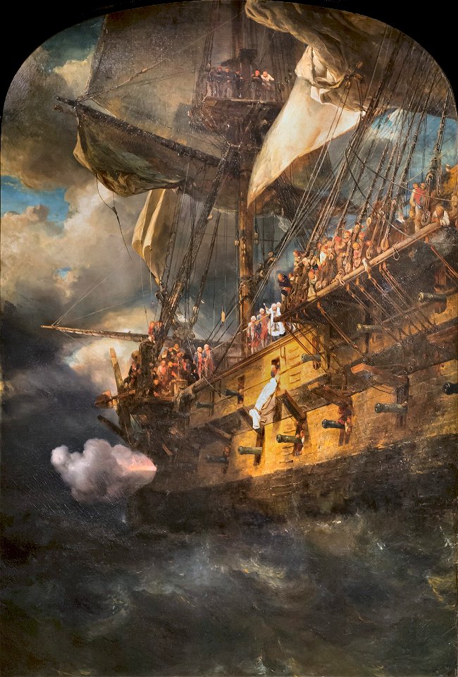 The Burial at Sea of a Marine Officer Serving under Louis XVI by Eugène Isabey
