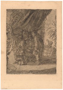 Iston, Pouffamatus, Cracozie and Transmouffe, Famous Persian Physicians, Examining the Stools of King Darius after the Battle of Arbela, print by James Ensor, 1886, Prints Department, Royal Library of Belgium, S. IV 84692