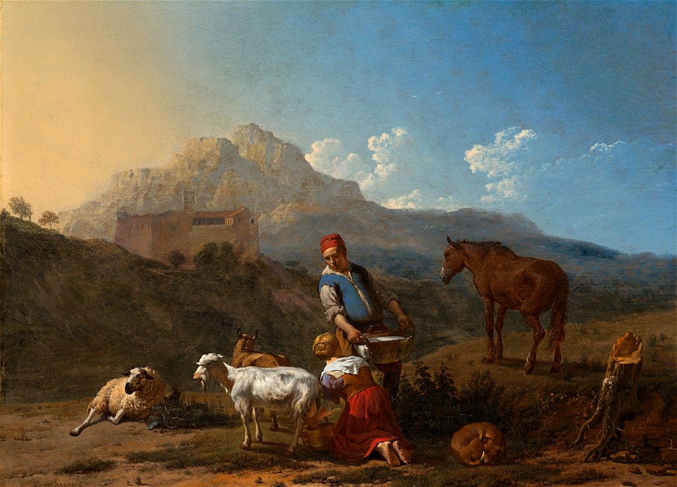 Italiaans landschap met geitenmelkster Rijksmuseum SK-A-192