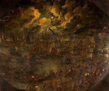 Italian (Neapolitan) School - Harbour Scene by Moonlight with an Army of Fishermen - 254706 - National Trust