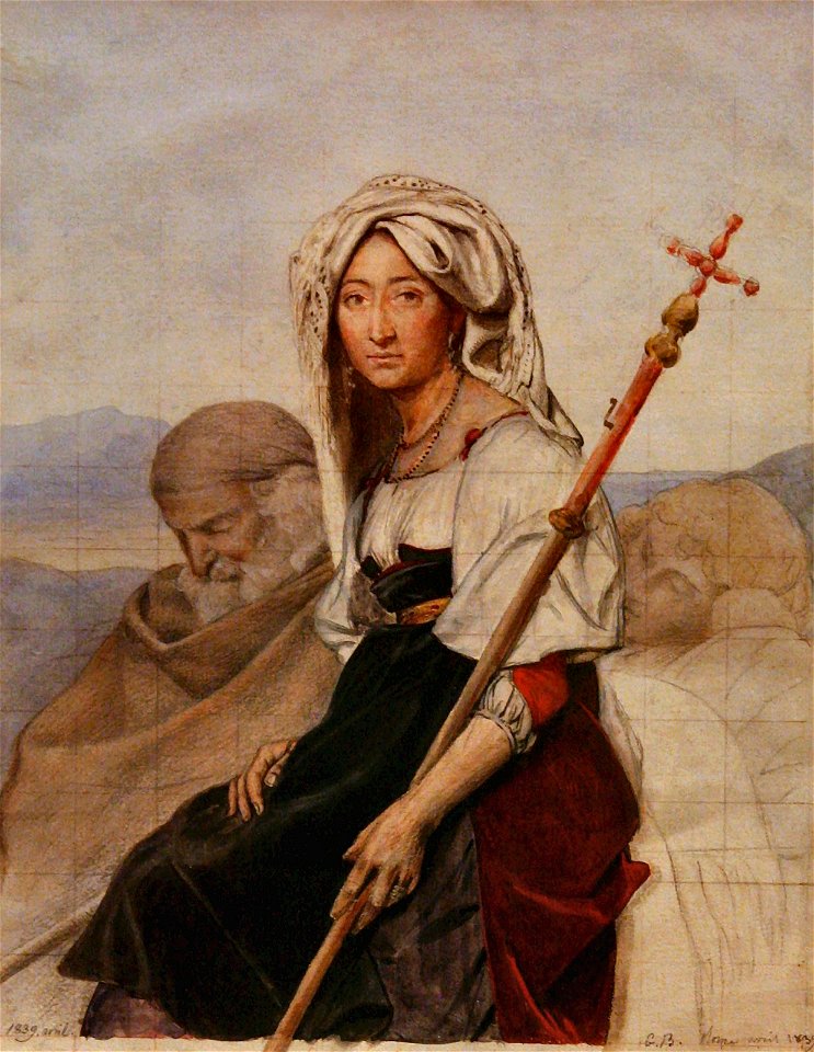 Italian peasant woman with a crook (1839) - Guillaume Bodinier