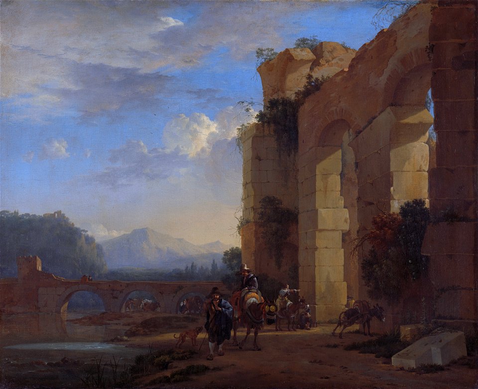 Italian Landscape with the Ruins of a Roman Bridge and Aqueduct