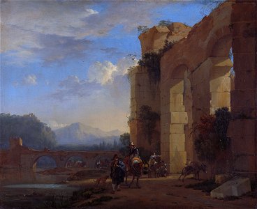 Italian Landscape with the Ruins of a Roman Bridge and Aqueduct