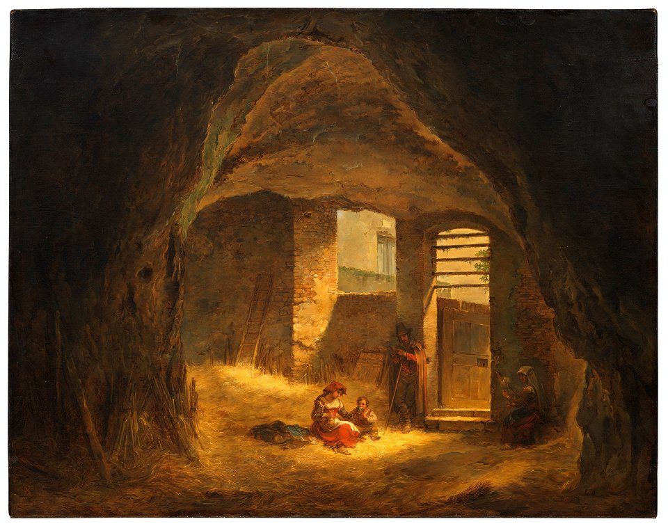 Italian Peasants in a Grotto (Antique Grotto in the Tarpeian Rock) (Alexander Lauréus) - Nationalmuseum - 18604