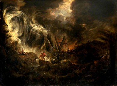 Italian School - Storm at Sea with Neptune in His Chariot (and Ulysses Cast Away on a Rock^) - 1257231 - National Trust