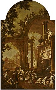 Italian (Bolognese) School (possibly) - The Allegorical Tomb of John Somers, Lord Chancellor Somers (1651–1716) (after Canaletto, Piazzetta and Cimaroli) - 1530111 - National Trust