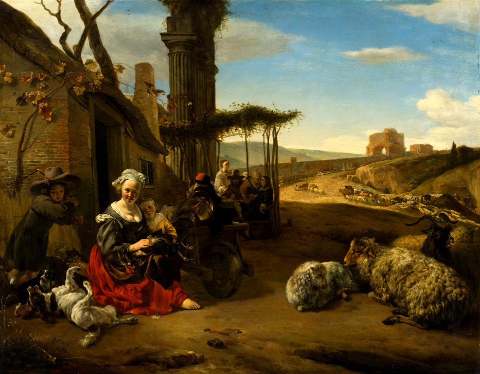Italian Landscape with Inn and Ancient Ruins by Jan Baptist Weenix Mauritshuis 901