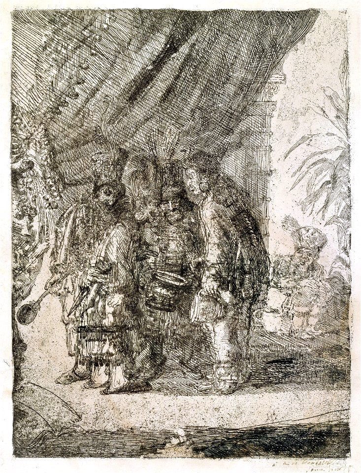 Iston, Pouffamatus, Cracozie en Transmouffe, beroemde Perzische geneesheren, onderzoeken de stoelgang van Darius na de slag van Arabela, James Ensor, MSK Gent, 1998-B-6-1 (T6)