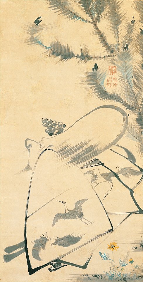 Ito Jakuchu, Japanese, Fukurojin (Fukurokuju), the God of Longevity and Wisdom, c. 1790, Japan, Edo period (1617–1868), Hanging scroll; ink and light colors on paper, Kimbell Art Museum