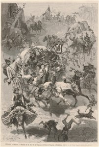 Italie, Naples, retour de la fête de la Madona-di-Monte-Virgine, à Avellino (Dessin de M Vierge, d'après le croquis de M Darjou