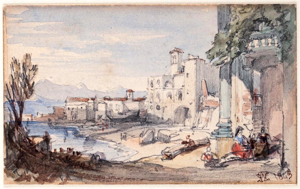 Italy; a Lakeside town - William Leighton Leitch - 9074-2048x1290