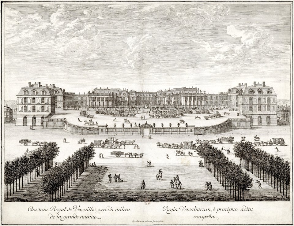Israël Silvestre, Chasteau Royal de Versailles veu du milieu de la grande avenue, 1674