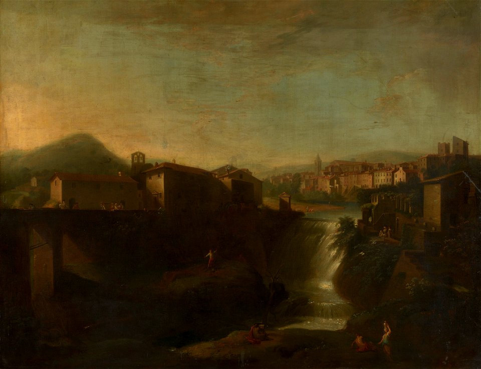 Italian School, 18th century - Landscape with Town and Waterfall - RCIN 406083 - Royal Collection