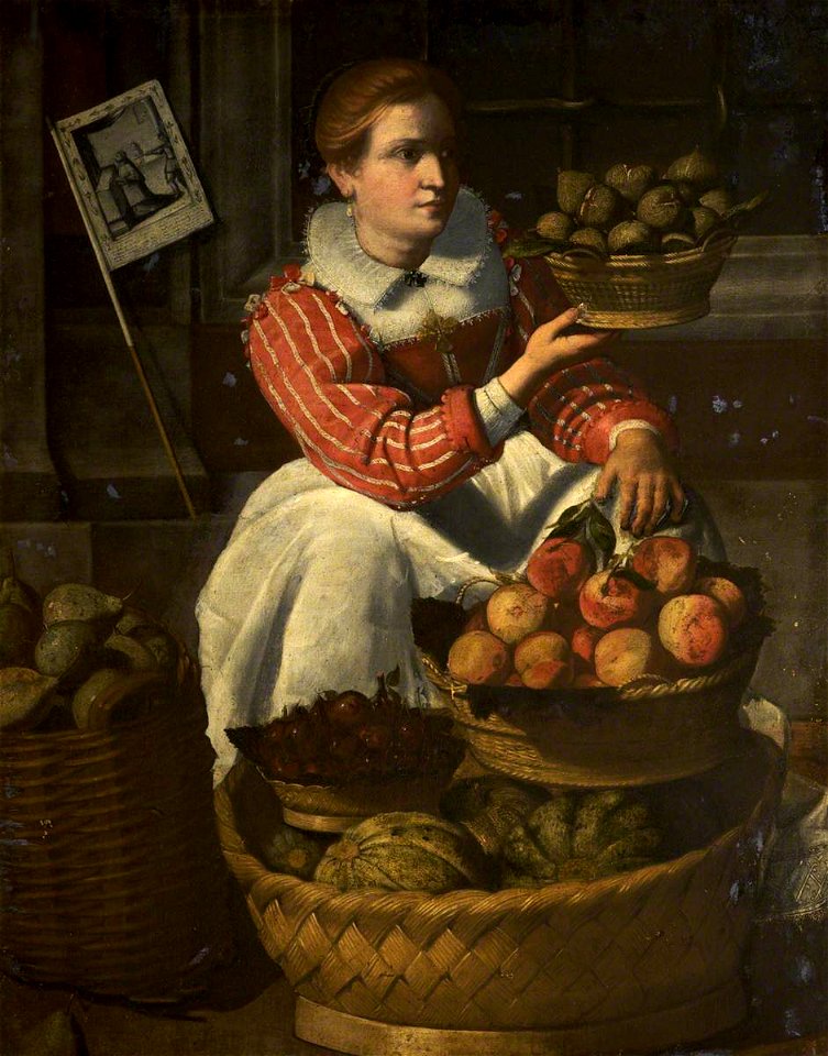 Italian (Emilian) School (possibly) - A Woman Selling Fruit, with a Pilgrimage Banner - 1298177 - National Trust