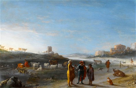 Italianiserend landschap met een oudtestamentisch onderwerp Rijksmuseum SK-A-4825. Free illustration for personal and commercial use.