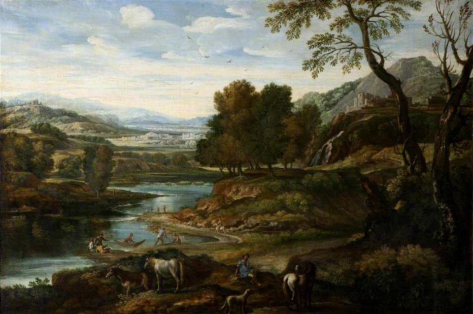 Italo-Netherlandish School - A Hilly River Landscape with Figures and Animals in the Foreground - 108914 - National Trust