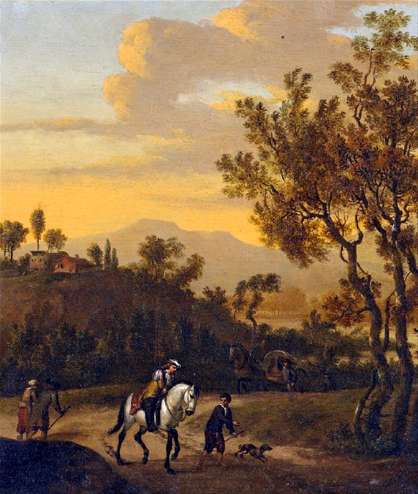 Italienische Landschaft mit Reisenden NL 17-18Jh