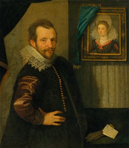 Italo Flemish School Portrait of a Gentleman Next to a Framed Portrait of a Lady