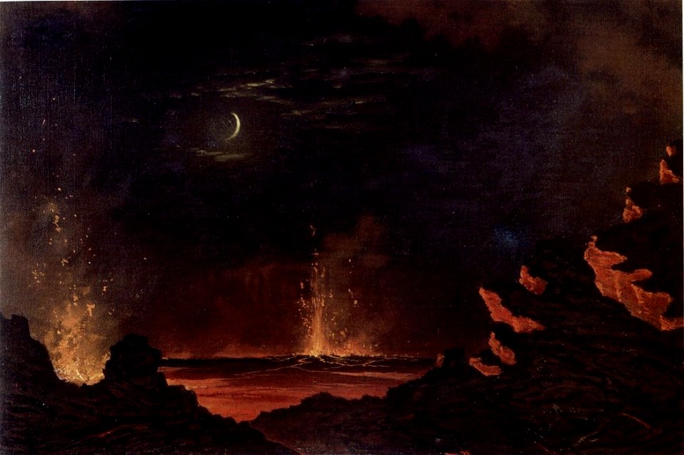 'Kilauea', oil on canvas painting by Ogura Yonesuke Itoh, 1908