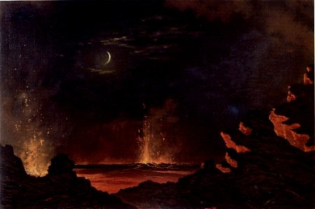 'Kilauea', oil on canvas painting by Ogura Yonesuke Itoh, 1908