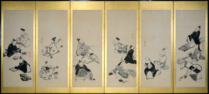 Ito Jakuchu - The Thirty-Six Immortal Poets (1 of a pair) - Google Art Project