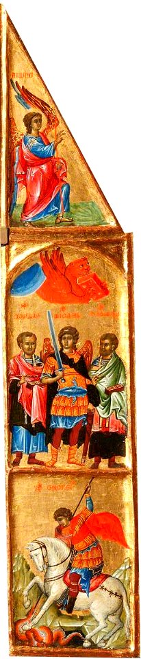 Italo-Byzantine School - Saint Michael between Saint Cosmas and Saint Damian, and the Beast of Saint Mark the Evangelist, Sai - 1246462 - National Trust