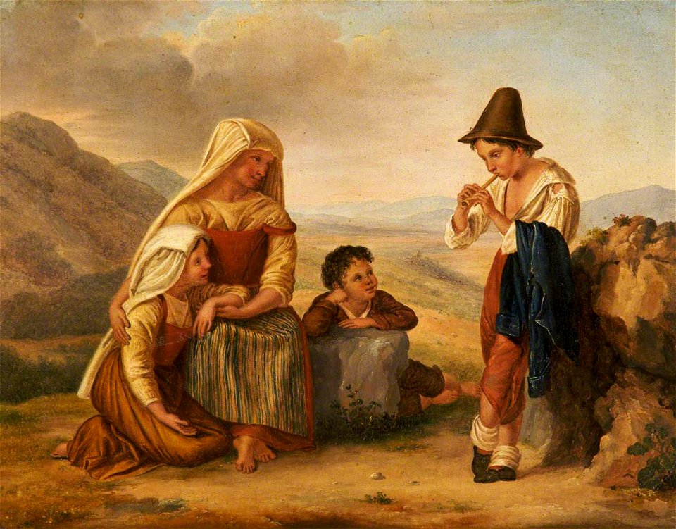 Italian (Roman) School - Italian Peasant Family with a Boy Playing a Flute - 1298323.1 - National Trust