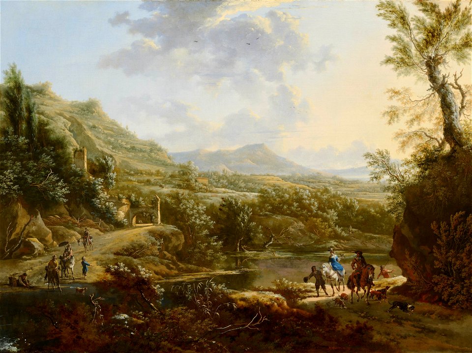 Italian Landscape by Frederik de Moucheron and Johannes Lingelbach Mauritshuis 121