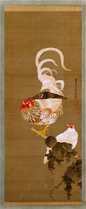 Itō Jakuchū - Hen and Rooster with Grapevine - 1975.268.69 - Metropolitan Museum of Art