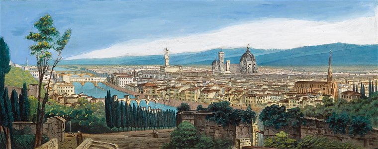Italien 19Jh Panorama Florenz. Free illustration for personal and commercial use.