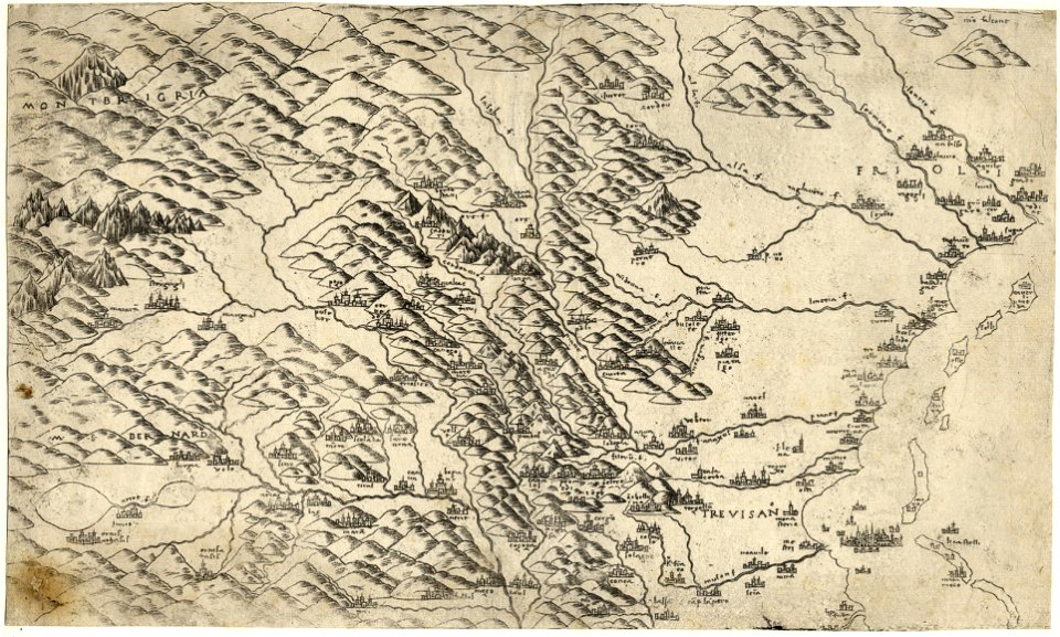 Italien-Karte2 Alpenkarte vom Großen St Bernhard bis an die Friaul-Küste 16Jh ubs G 0601 III