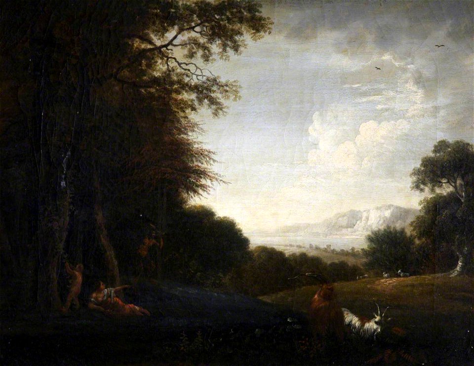 Italo-Flemish School - Woody Landscape with a Woman and a Child, a Satyr and Goats - 872118 - National Trust