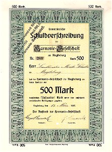 Harmonie-Gesellschaft 500 Mk 1907