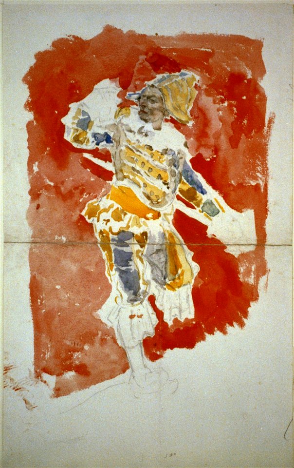 Harlequin, full-length, standing, looking back over right shoulder; includes sketches on the back of nuns in various situations LCCN2011661355